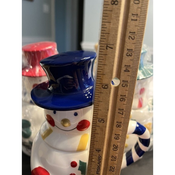 Temptations 5-Piece Snowman Entertaining Tea Set NIB. 48oz Teapot & 4 12oz Mugs - Picture 11 of 13